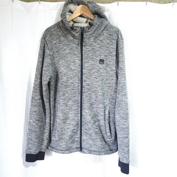 Bench Fleece Lined Jacket Men's Size LG Blazer Hooded Full Zip Grey with Pockets - Picture 1 of 8
